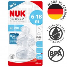 NUK First Choice+ анатомска некапечка силикон цуцла "Flow Control" (6+m.)